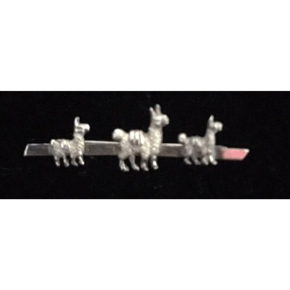 Vintage Peruvian Lamas Silver Brooch 925